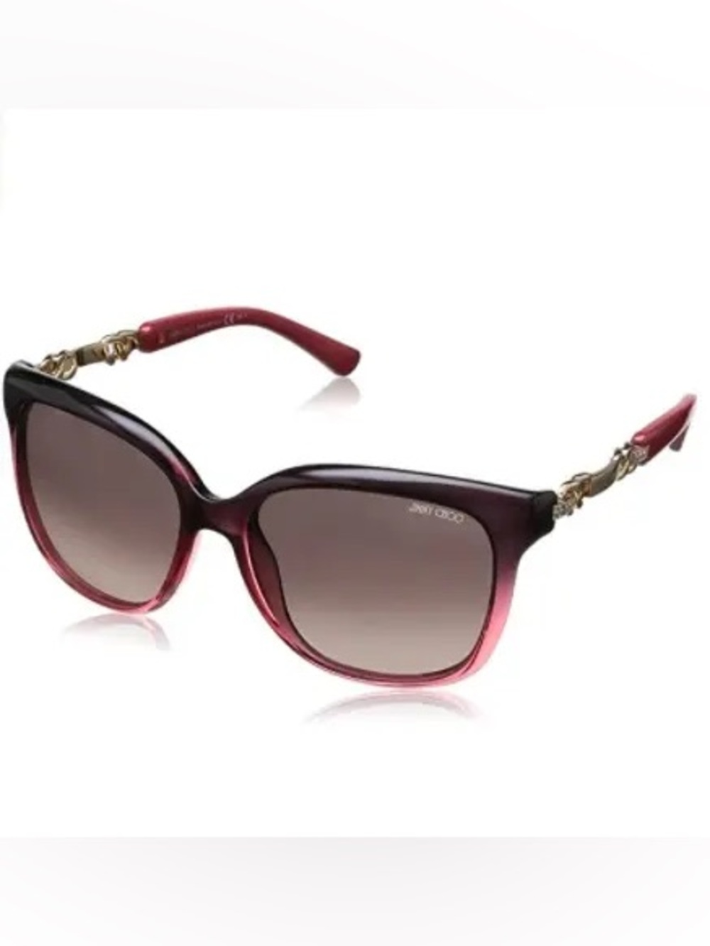 Jimmy Choo Ombre Burgundy Cat-Eye Sunglasses with Gold Accents